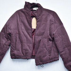 Purple Corduroy Cropped Puffer Jacket